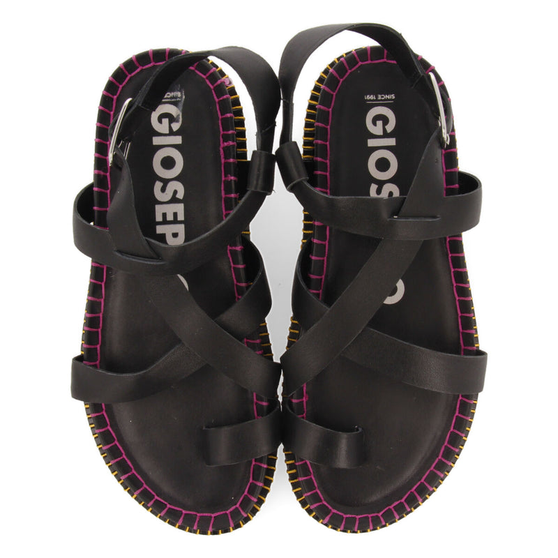 Sandalias negras tipo bio con tiras para mujer liborina