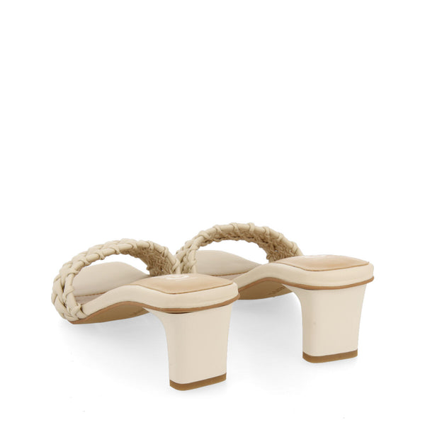 Claquettes off-white tressées à talon pour femme saboga