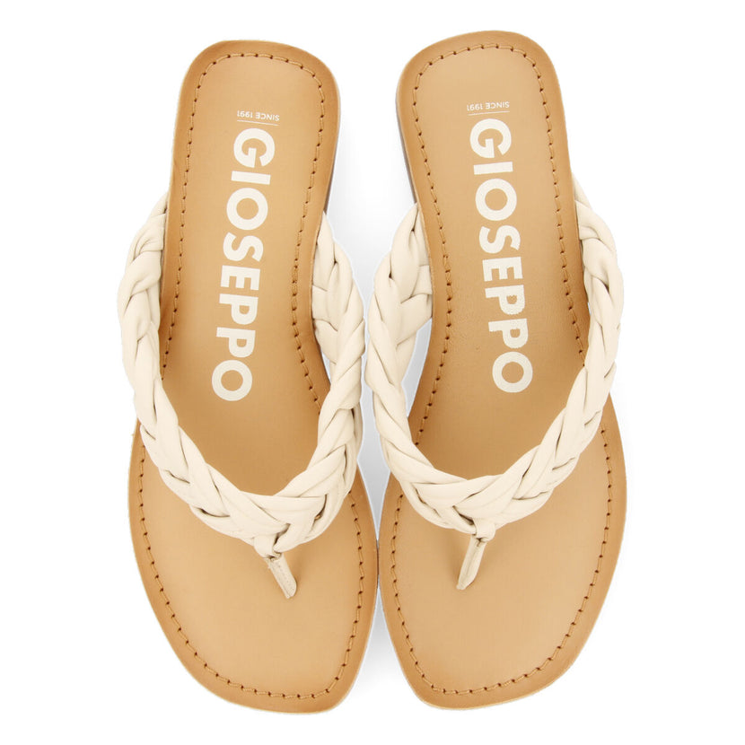 Sandali bassi intrecciati colore off-white per donna bicas