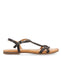 Sandalias planas negras con tiras y adornos para mujer corlier