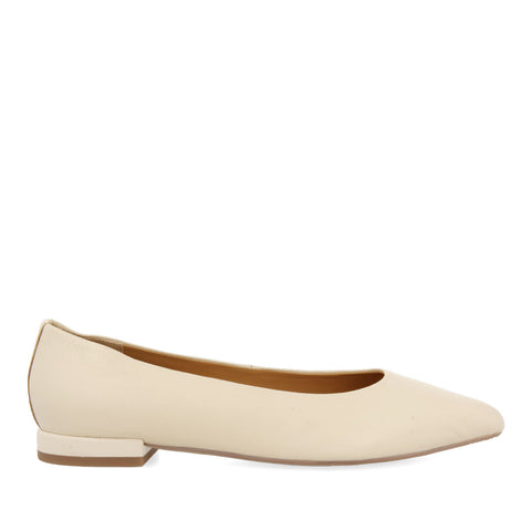 BAILARINAS OFF-WHITE DE PIEL CON PUNTERA FINA PARA MUJER TRAPPES