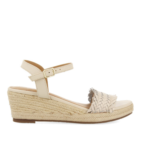 SANDALI OFF-WHITE INTRECCIATI CON ZEPPA IN JUTA PER DONNA ICA