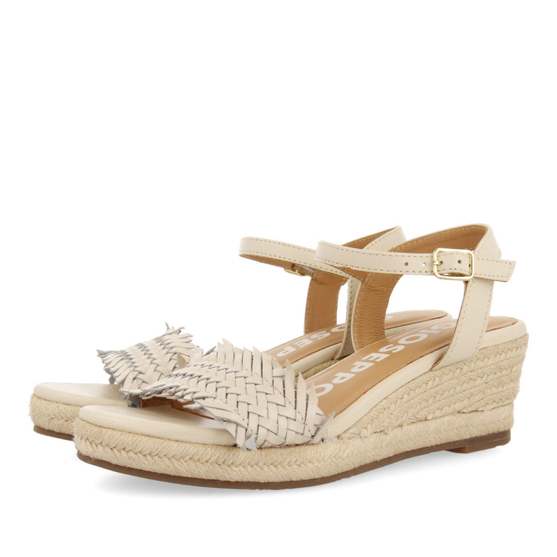 Sandali off-white intrecciati con zeppa in juta per donna ica
