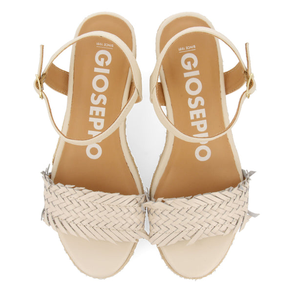 Sandali off-white intrecciati con zeppa in juta per donna ica