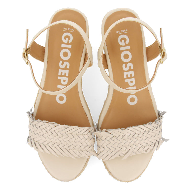 Sandali off-white intrecciati con zeppa in juta per donna ica