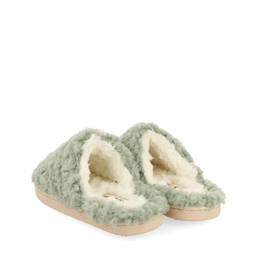 Zapatillas de estar por casa destalonadas verde menta para niña y niño senja