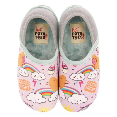 ZAPATILLAS DE ESTAR POR CASA INFANTILES ROSA CON ESTAMPADO DE PATATILLAS ANCRUM