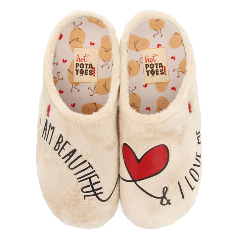 ZAPATILLAS DE ESTAR POR CASA DE PELO BEIG CON MENSAJE RAFTEN