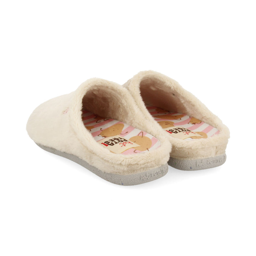 Zapatillas de estar por casa infantiles de pelo beige cavour