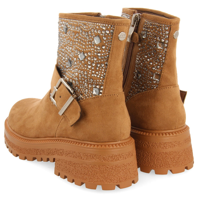 Stivaletti cammello stile biker con decorazioni gioiello da bambina e bambino sandl