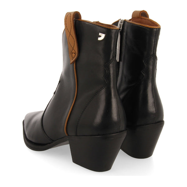 Botín estilo cowboy en piel color negro para mujer sylte