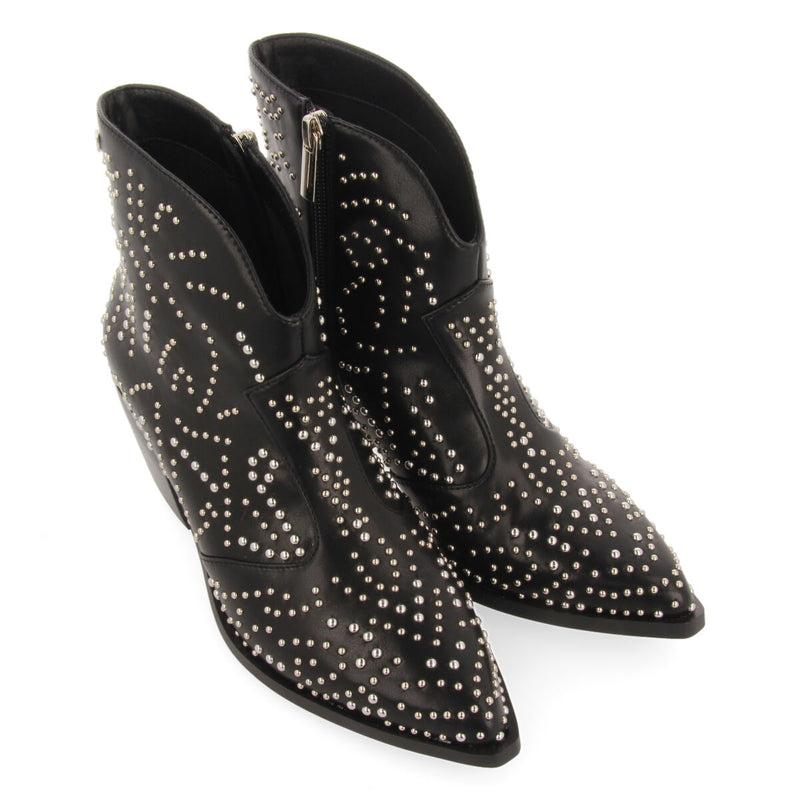 Botín estilo cowboy negro con detalle de tachuelas para mujer struer