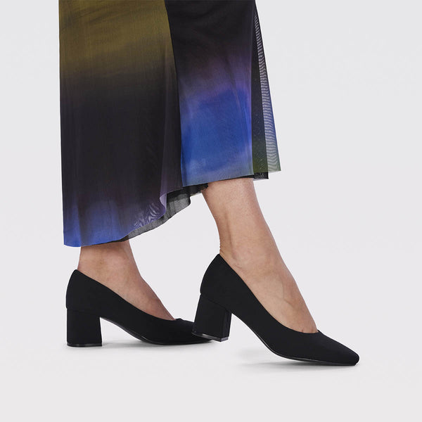 Zapatos de salón negros con puntera cuadrada para mujer flachau
