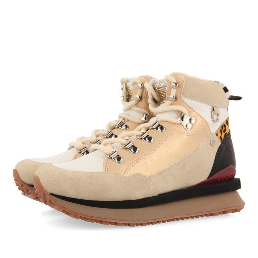 Sneakers blancas tipo botín montañero con detalles para mujer halsnaes