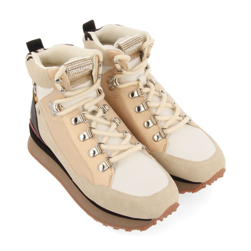 Sneakers blancas tipo botín montañero con detalles para mujer halsnaes