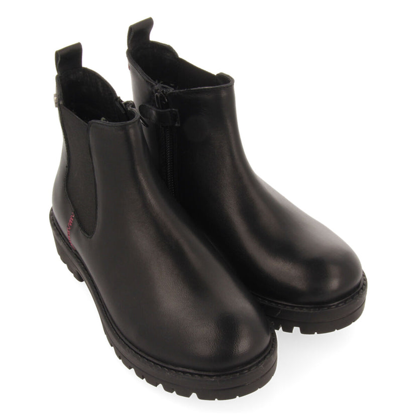 Botines negros tipo chelsea de piel para niña y niño zirl