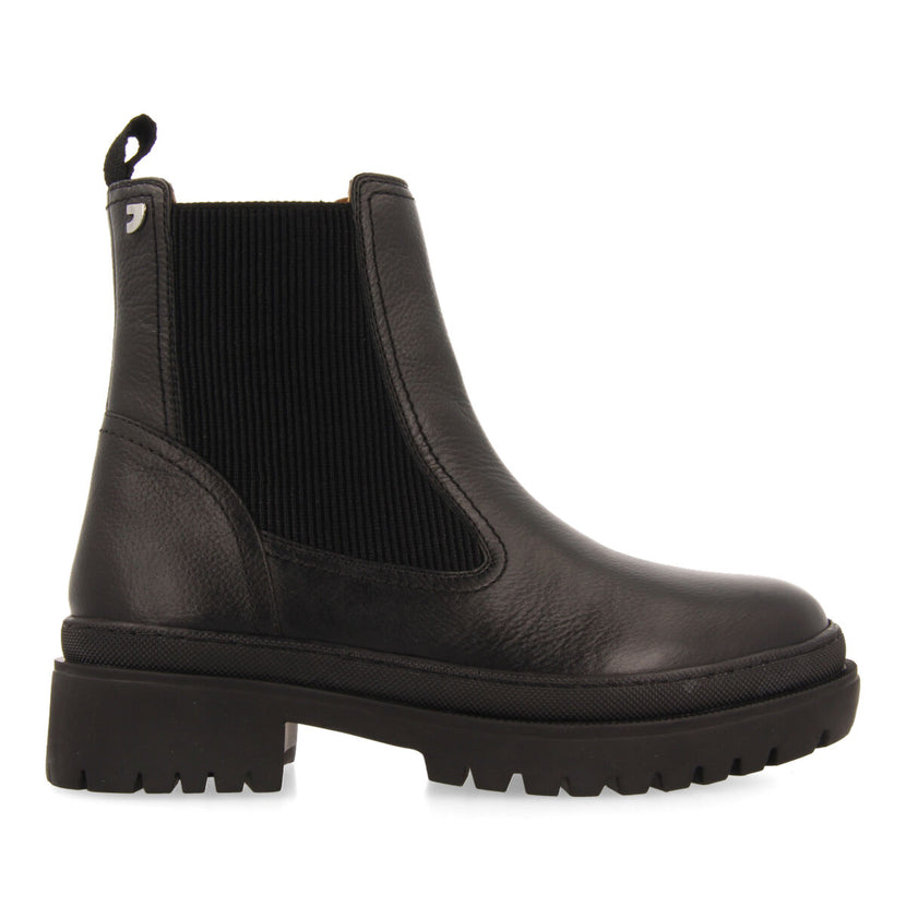 Langen women's black leather chelsea boots with track soles