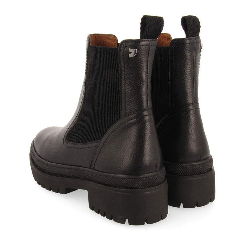 Langen women's black leather chelsea boots with track soles