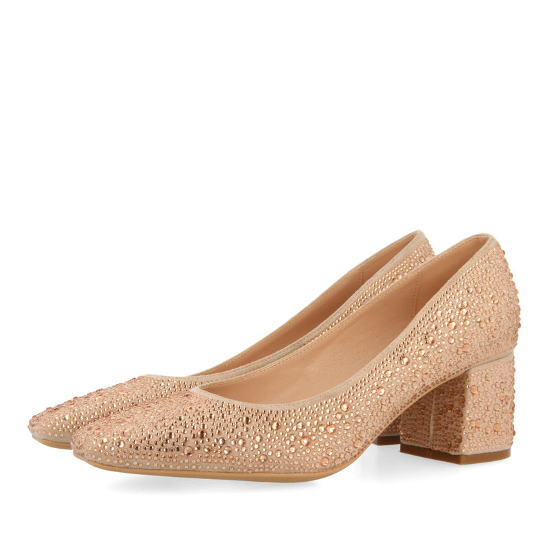 Zapatos de salón oro rosado con detalle de cristales para mujer darnick