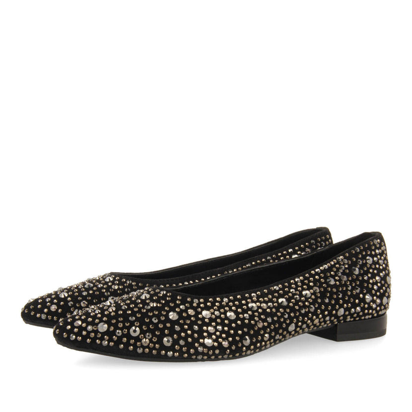 Bailarinas negras con cristales de strass para mujer kannus