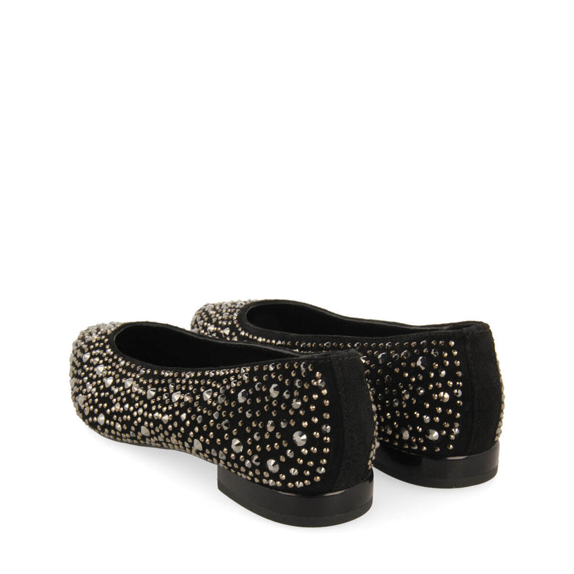 Bailarinas negras con cristales de strass para mujer kannus