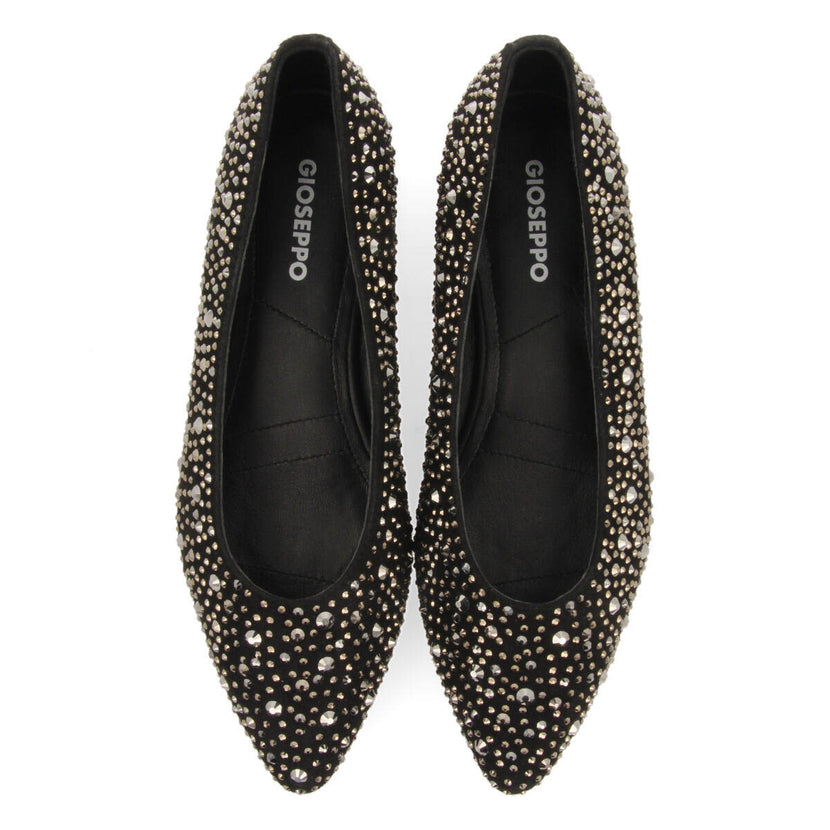 Bailarinas negras con cristales de strass para mujer kannus