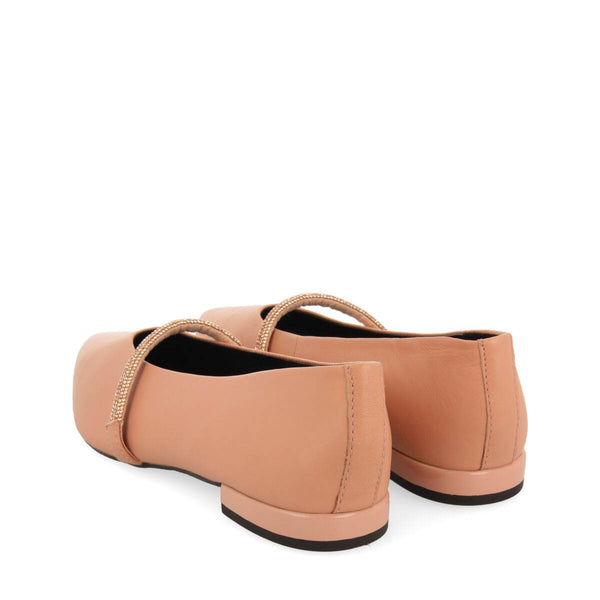 Ballerines nude en peau ornées d’une lanière en strass pour femme lamlash