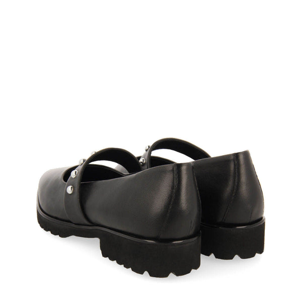 Bailarinas negras de piel con detalle de tira con tachuelas para mujer waldegg