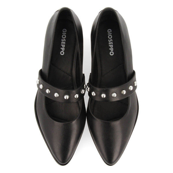 Bailarinas negras de piel con detalle de tira con tachuelas para mujer waldegg