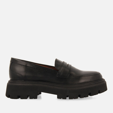 MOCASINES NEGROS DE PIEL PARA MUJER STEINNES