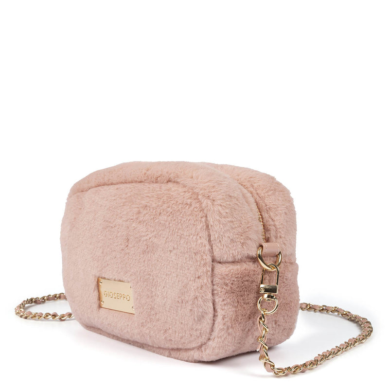 Bolso rosa de pelo con asa con cadena - fiss