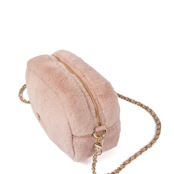 Bolso rosa de pelo con asa con cadena - fiss