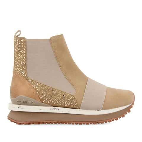 SNEAKERS TIPO BOTÍN CHELSEA BEIGE CON CRISTALES PARA MUJER EGGEDAL
