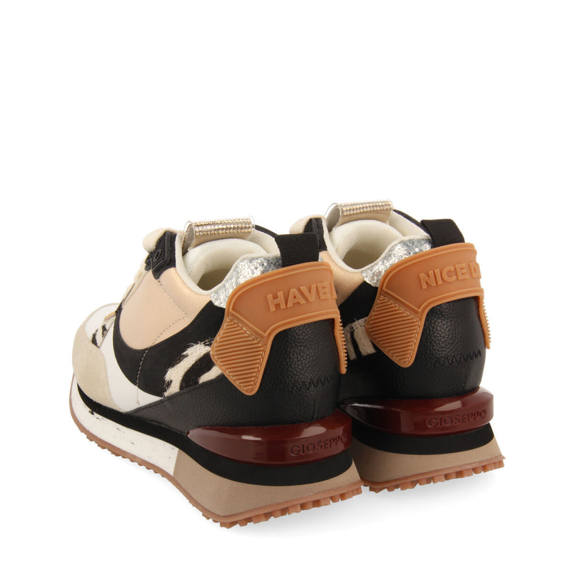 Sneakers blancas con mix de estampados y cuña interna para mujer onida