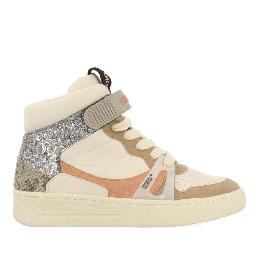 Sneakers abotinadas blancas con detalles para mujer gaibau