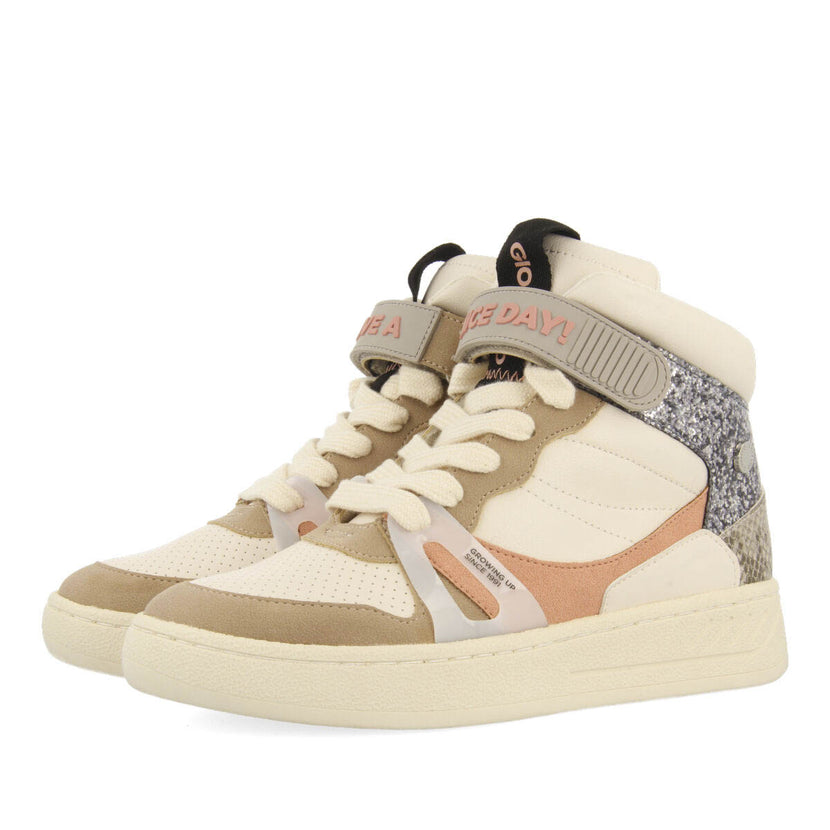 Sneakers abotinadas blancas con detalles para mujer gaibau