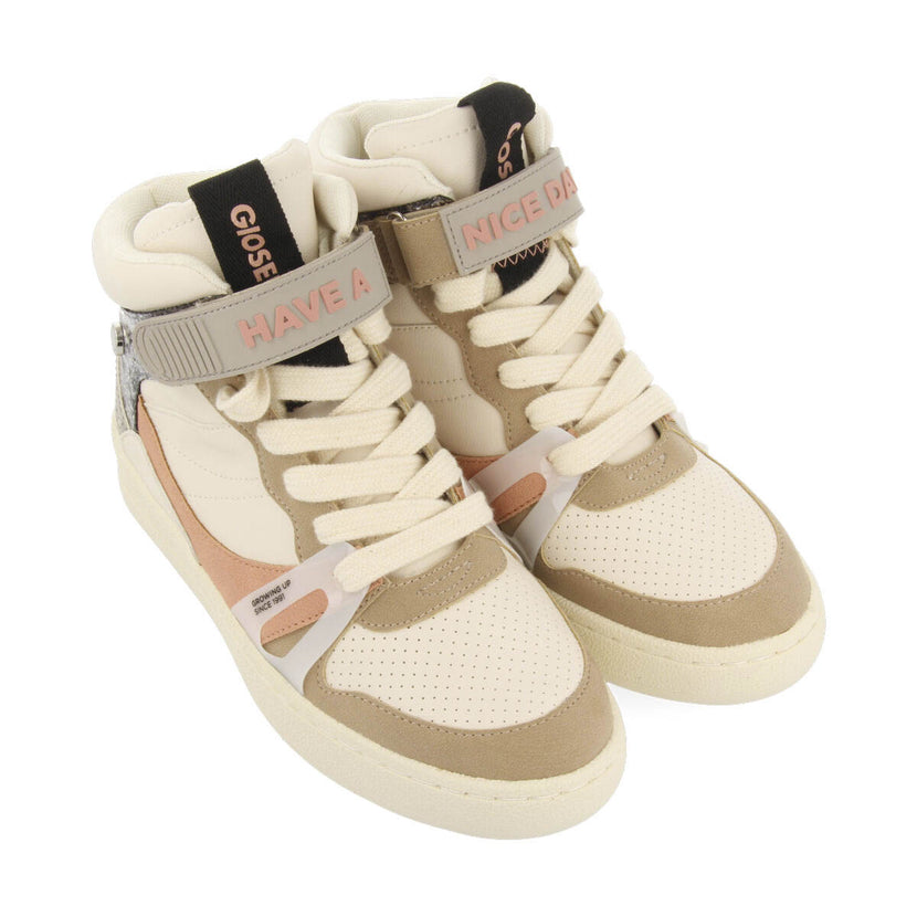 Sneakers abotinadas blancas con detalles para mujer gaibau