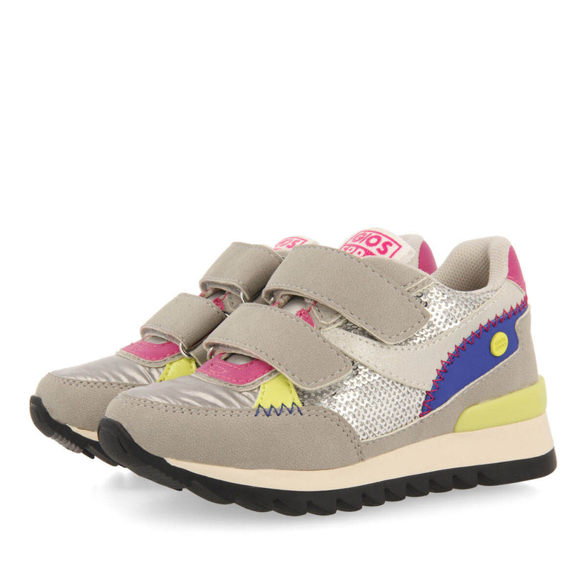 Sneakers con lentejuelas plata para niña y niño biberw