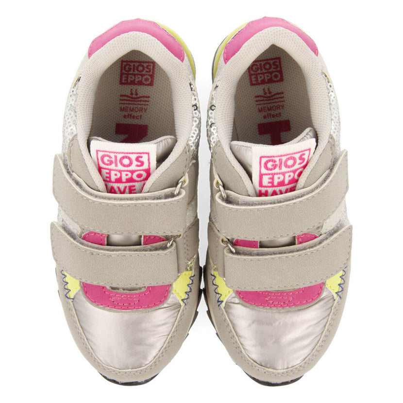 Sneakers con lentejuelas plata para niña y niño biberw