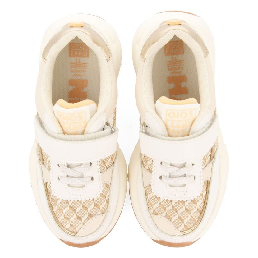 SNEAKERS BLANCAS CON DETALLES EN RAFIA Y ACENTOS METALIZADOS PARA NIÑA Y NIÑO KUKUR