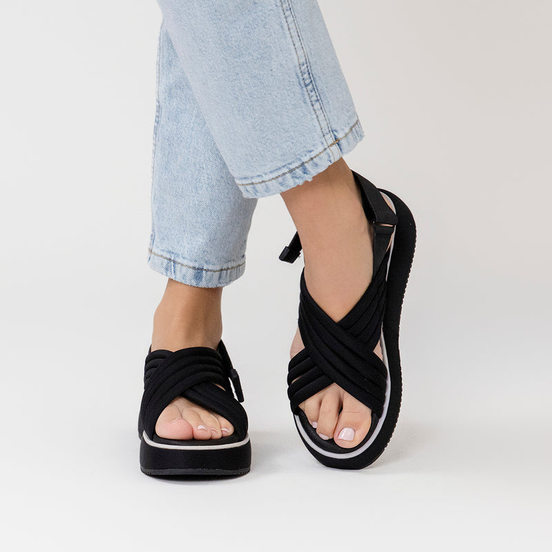 SANDALIAS DEPORTIVAS NEGRAS CON PLATAFORMA PARA MUJER BRYHER