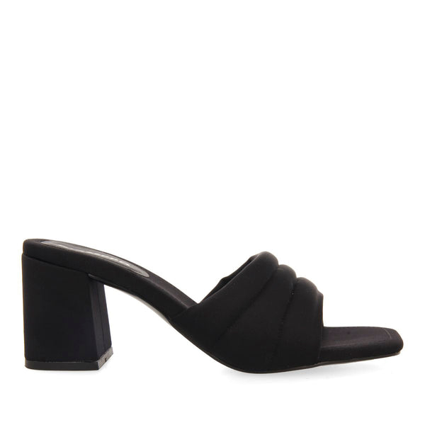 SANDALI NERI A TACCO SCARPE APERTE SUL RETRO PER DONNA BUCODA