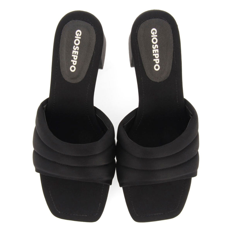 SANDALI NERI A TACCO SCARPE APERTE SUL RETRO PER DONNA BUCODA