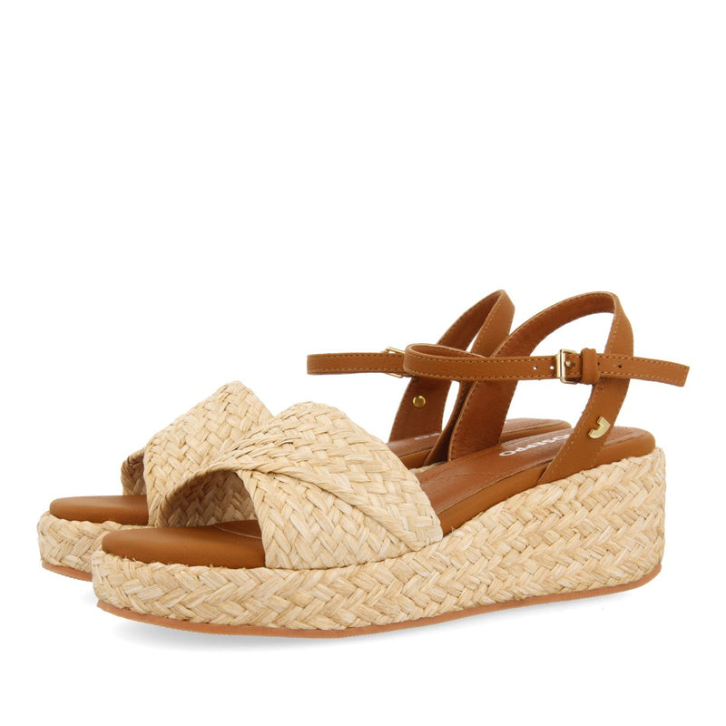 SANDALI IN RAFIA COLORE NATURALE CON PIATTAFORMA PER DONNA COOS