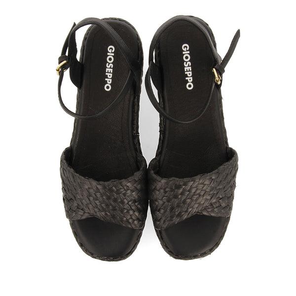 SANDALI IN RAFIA NERA CON PIATTAFORMA PER DONNA COOS
