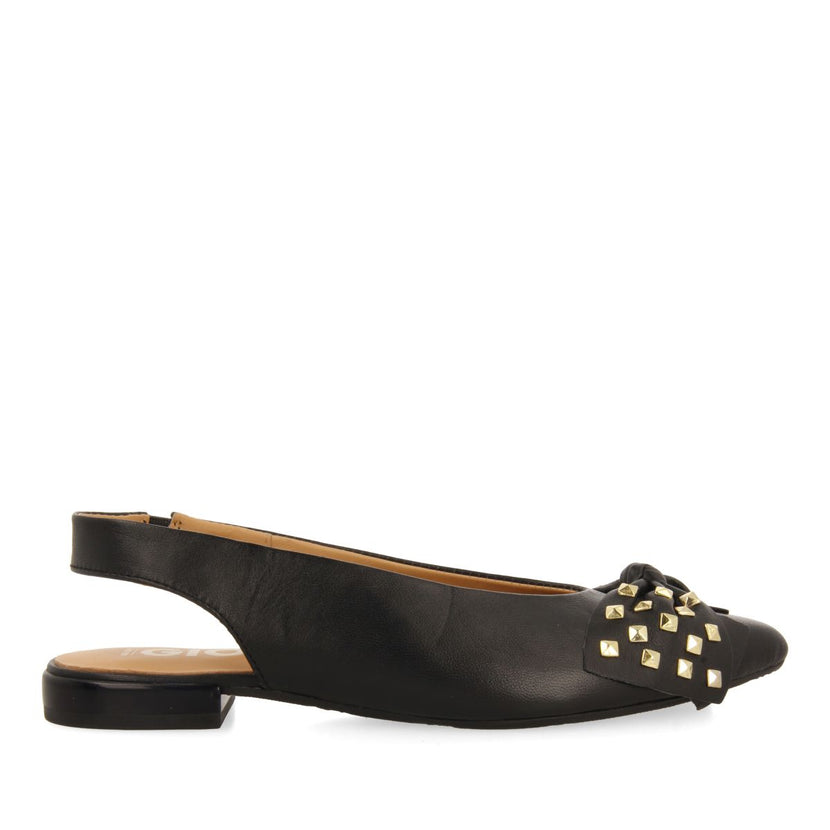 BALLERINE SCARPE A PUNTA NERE IN PELLE CON DETTAGLIO DEL FIOCCO PER DONNA KALLMET
