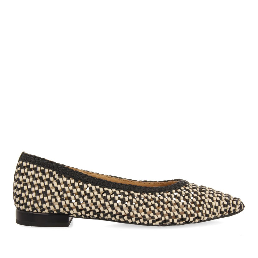 BALLERINE IN PELLE INTRECCIATA BICOLOR CON PUNTA SOTTILE PER DONNA ATHERTON