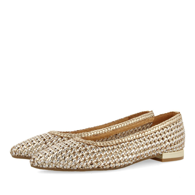 BALLERINE IN PELLE INTRECCIATA METALLIZZATA CON PUNTA SOTTILE PER DONNA ATHERTON