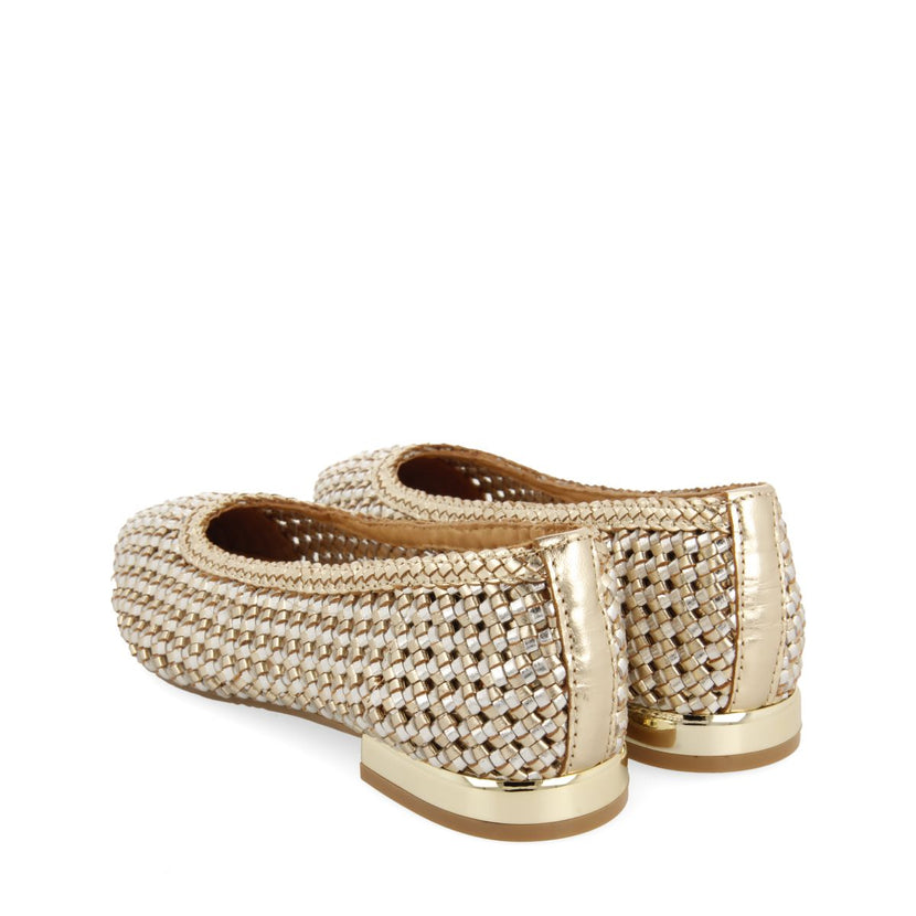 BALLERINE IN PELLE INTRECCIATA METALLIZZATA CON PUNTA SOTTILE PER DONNA ATHERTON