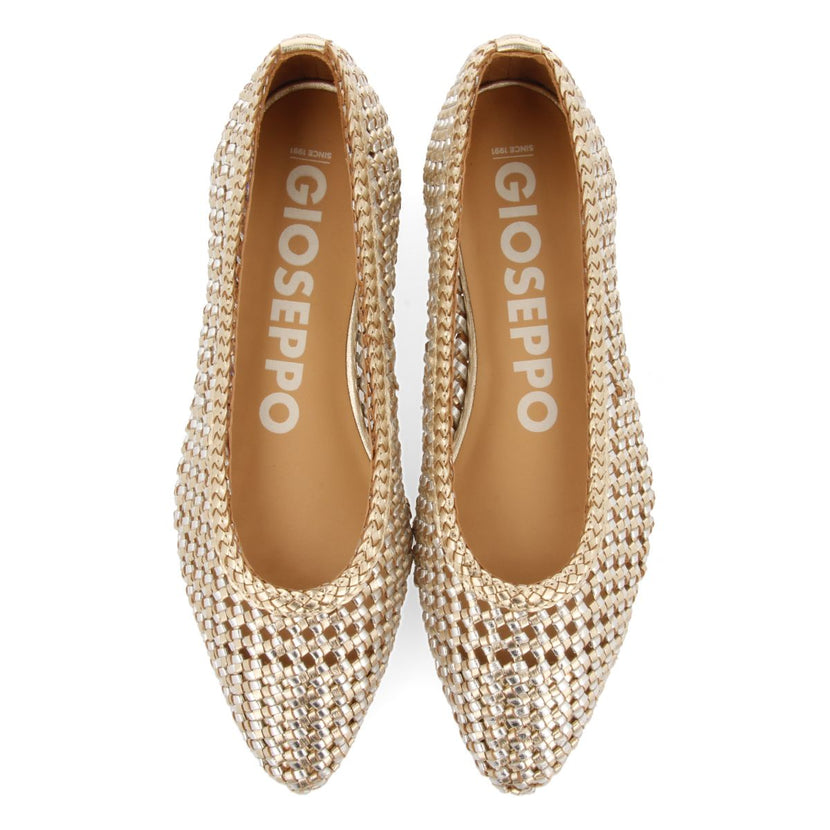 BALLERINE IN PELLE INTRECCIATA METALLIZZATA CON PUNTA SOTTILE PER DONNA ATHERTON